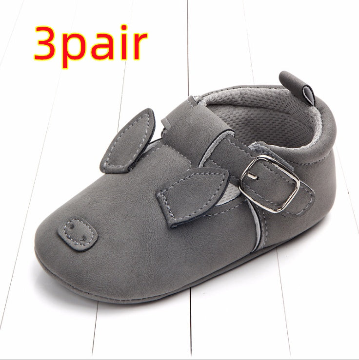 Spring and autumn cartoon animal baby shoes matte leather non-slip soft bottom