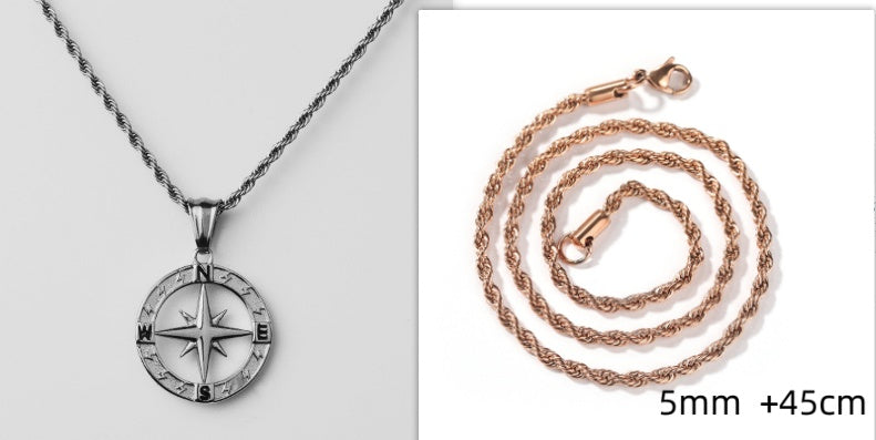 Stainless Steel Compass Circular Necklace