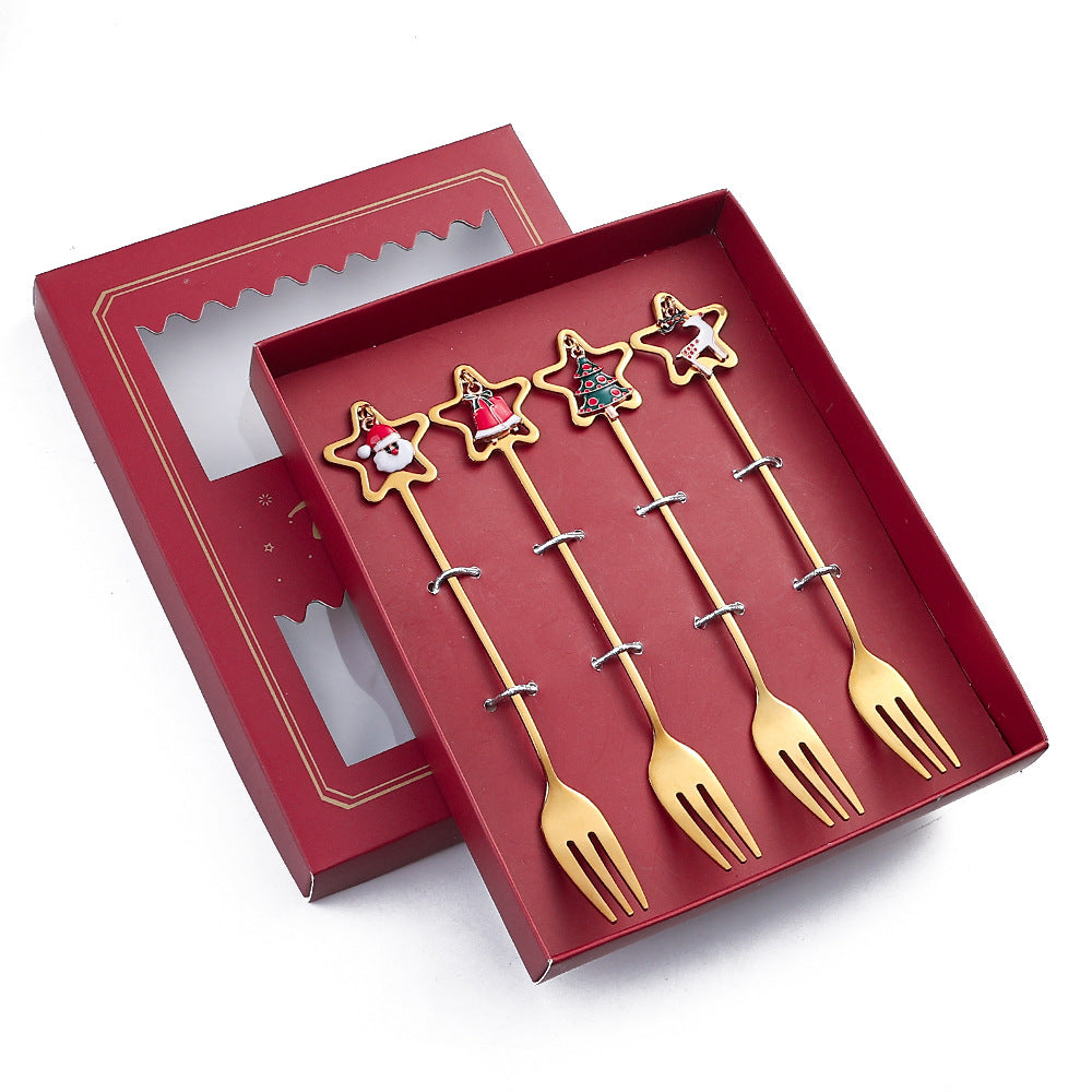 Golden Five-pointed Star Fork Holiday Gift