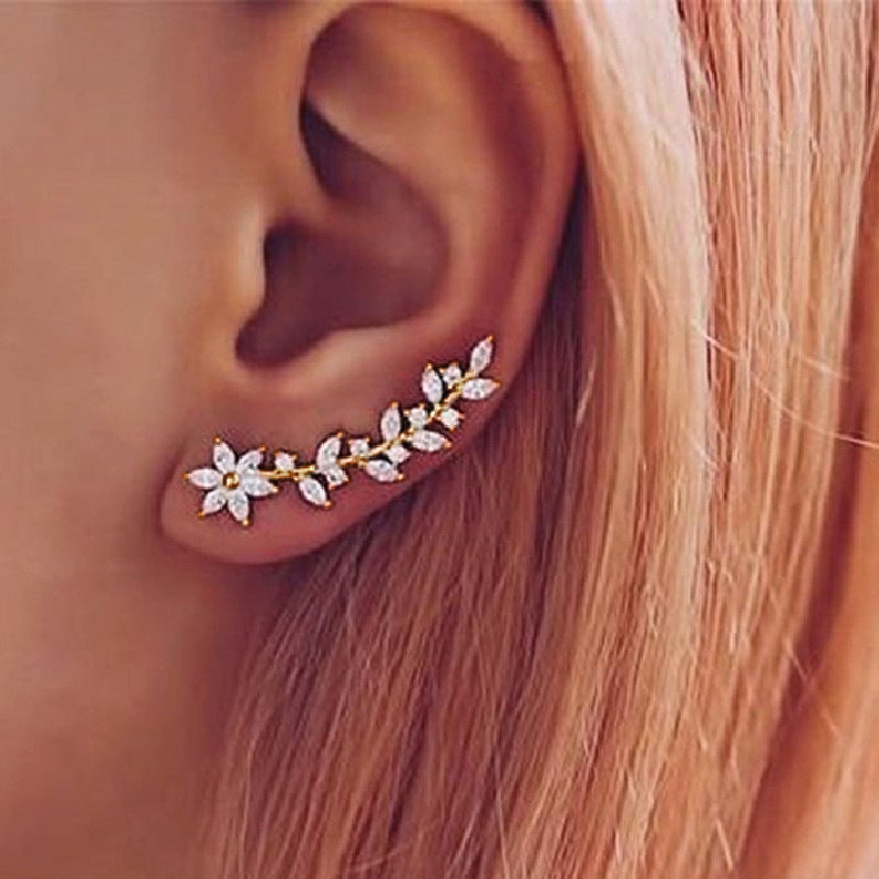 European And American Style Internet Celebrity Earring With Same Kind Full Diamond Flower Earrings For Women