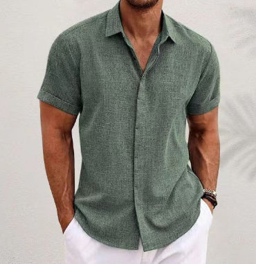 Men's Linen Short Sleeved T-shirt Loose Fitting