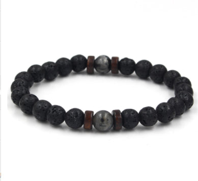 Personality Men's Black Volcanic Stone Bracelet