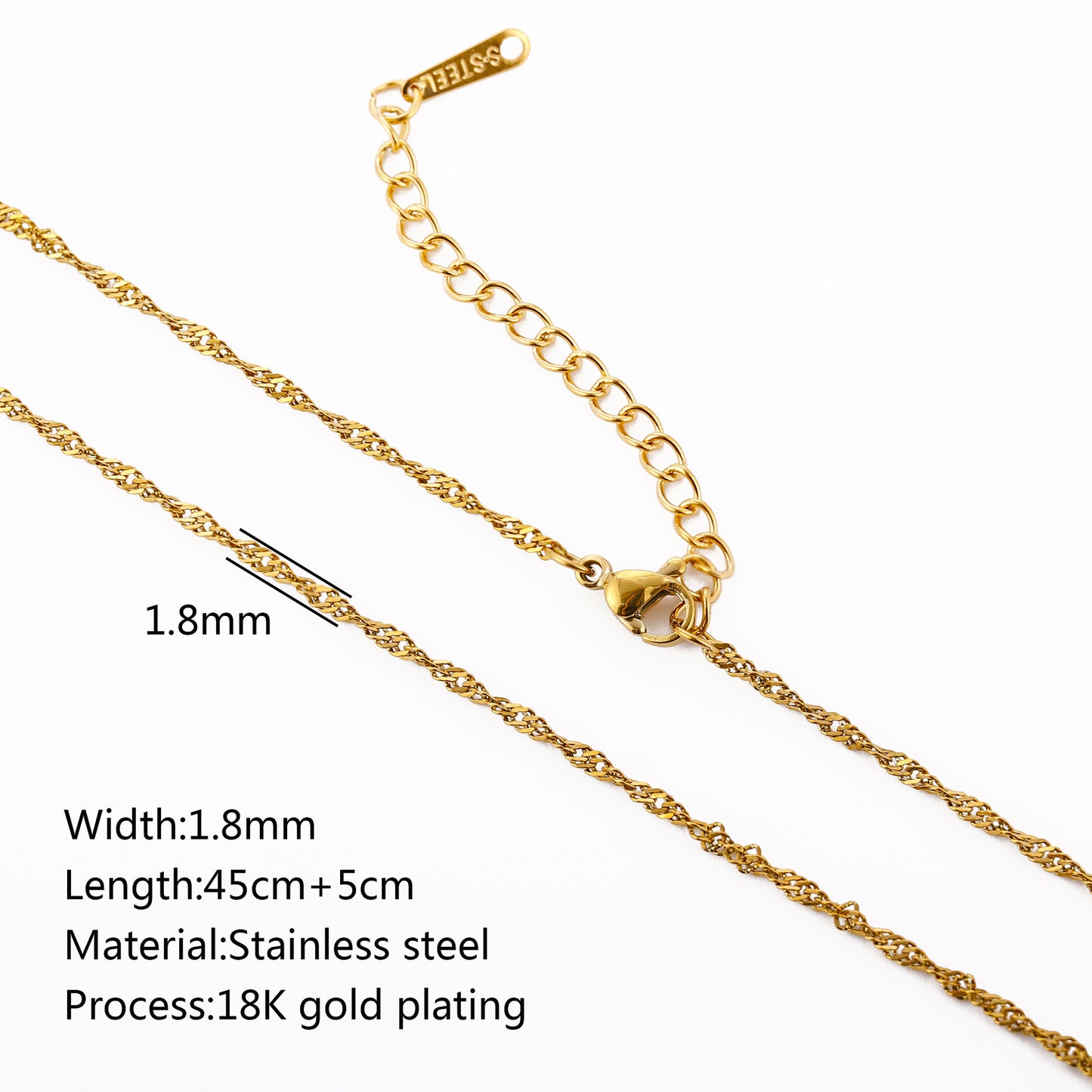 Stainless Steel Vacuum Vapor Plating 18K Gold Color Protection Lip Chain Accessories