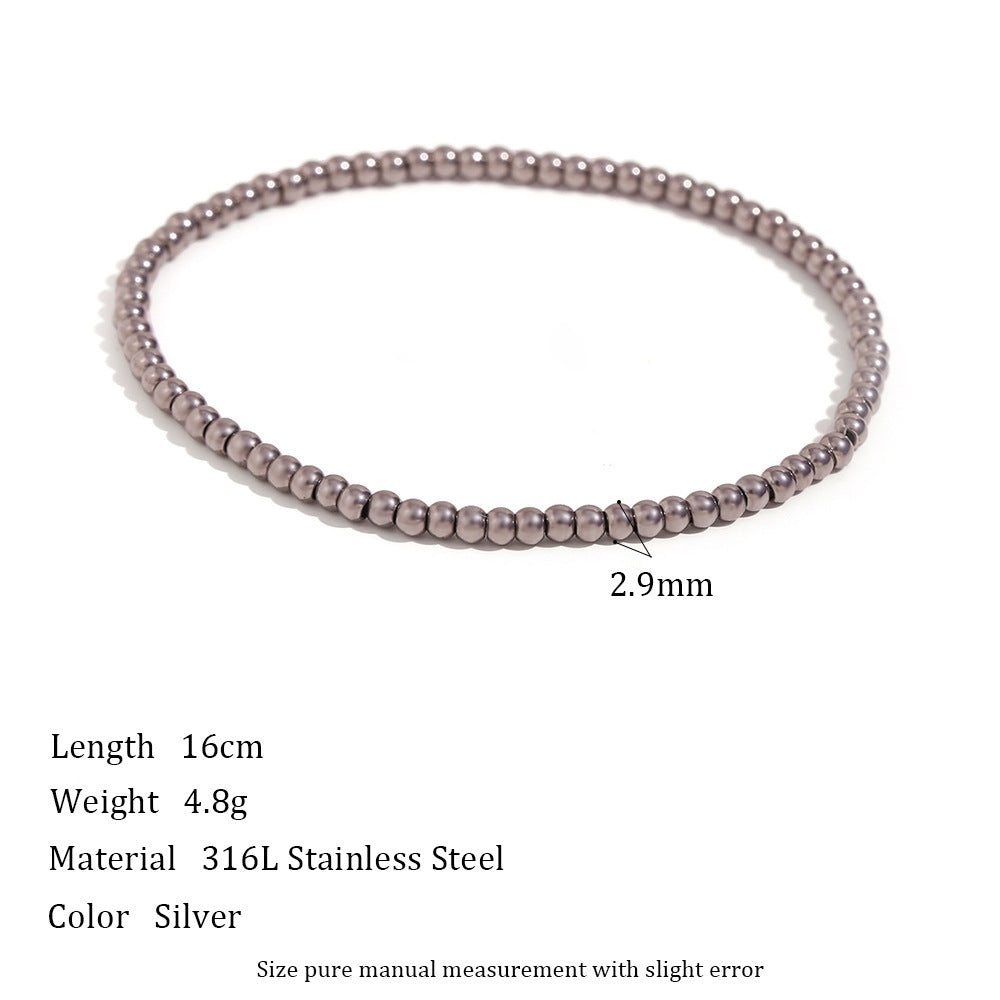 Niche Vintage Stainless Steel Plated 18K Elastic Bead Bracelet