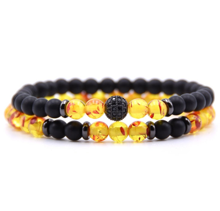 Micro-inlaid Zircon Nracelet 6mm Natural Stone Beaded Bracelet