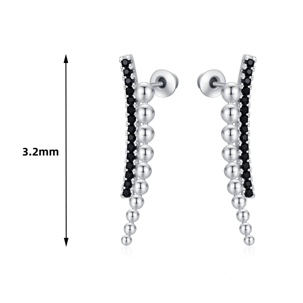 Long Slimming Ornament Beads Zircon Copper Earrings