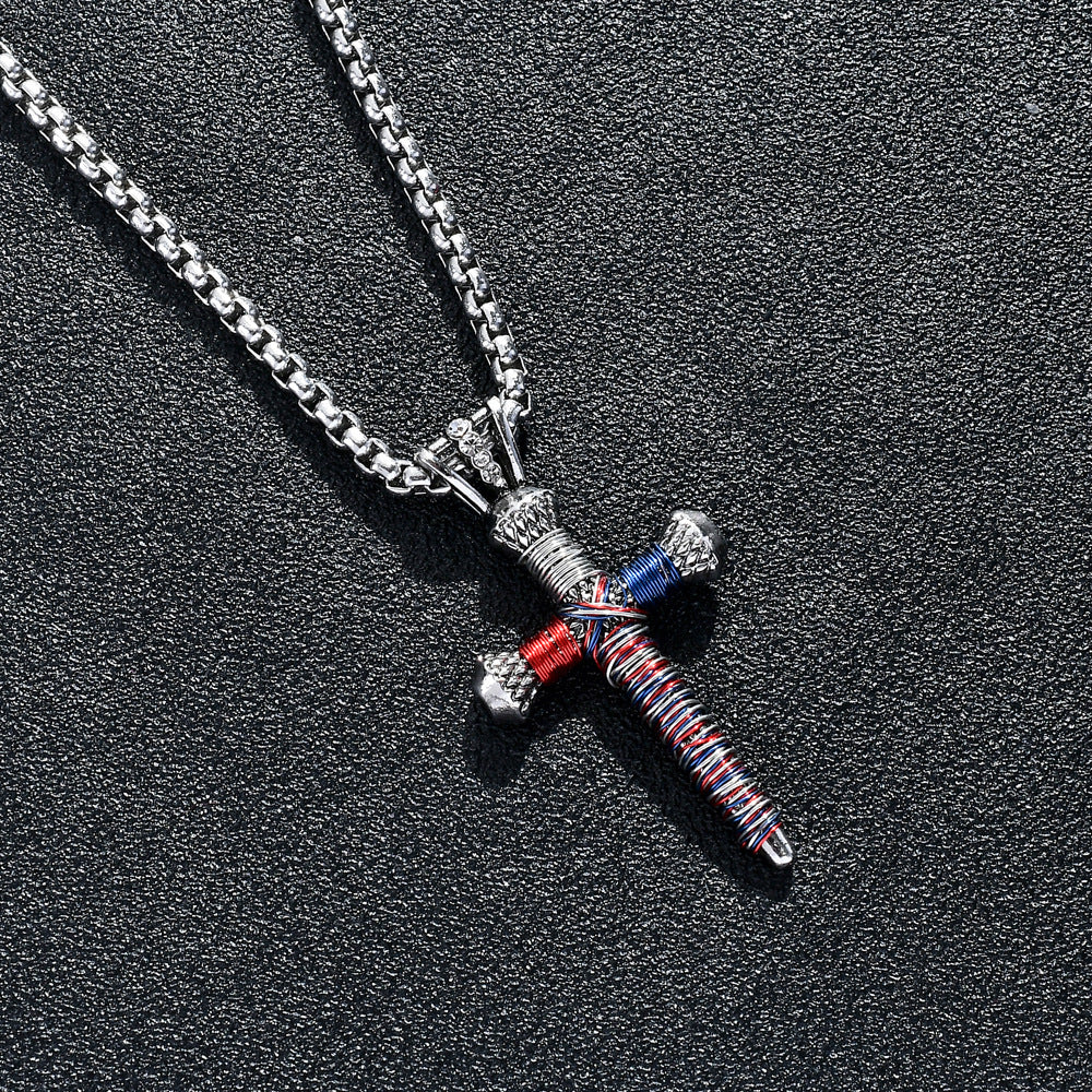 Men's Statement Nail Cross Pendant Necklace