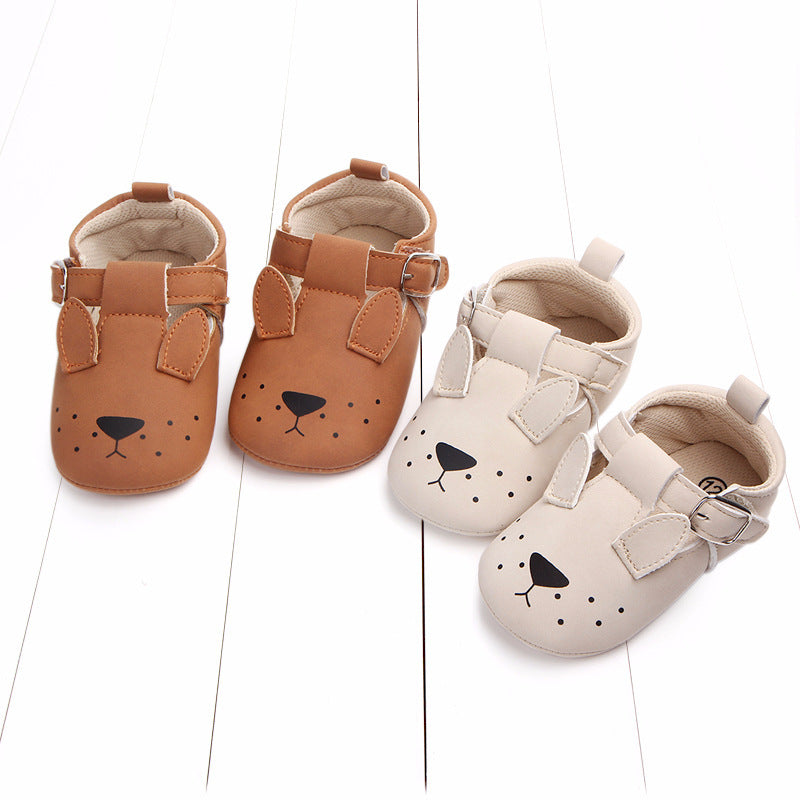 Spring and autumn cartoon animal baby shoes matte leather non-slip soft bottom