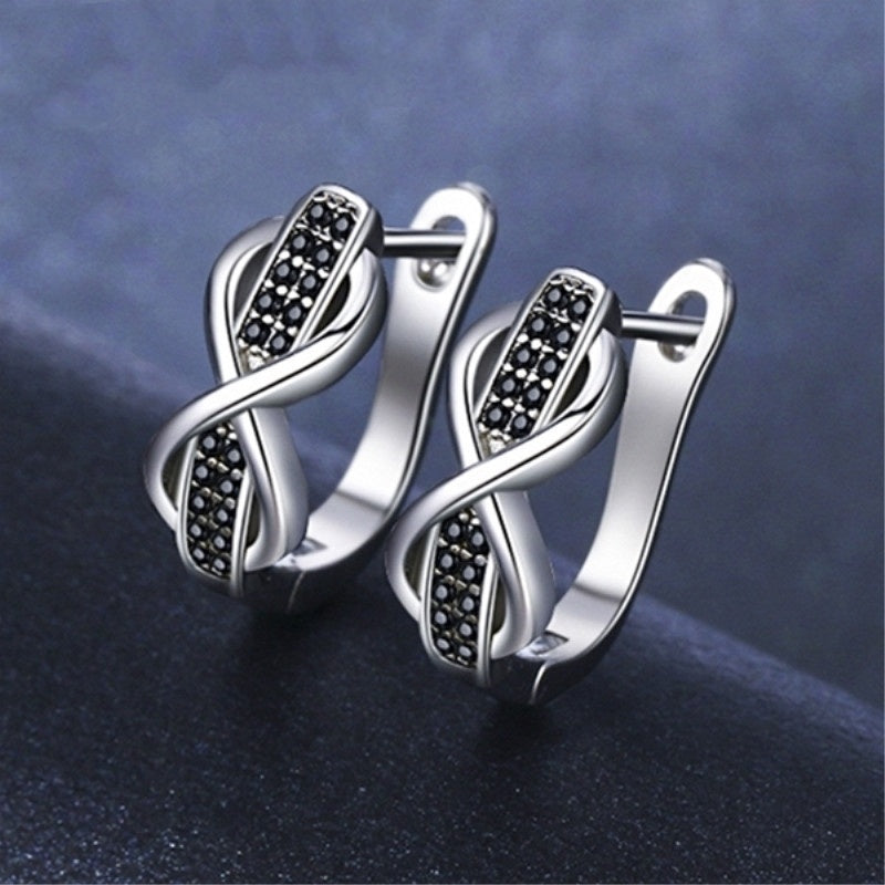 Copper Earrings Round Lines Micro Inlaid Zircon Exquisite Ear Clip