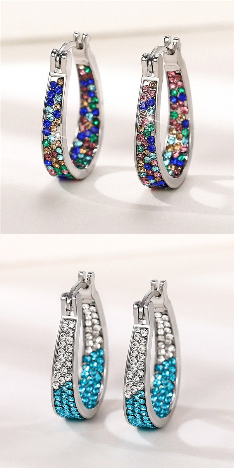 European And American Colorful Ear Clip Fashion Diamond Women's Earrings