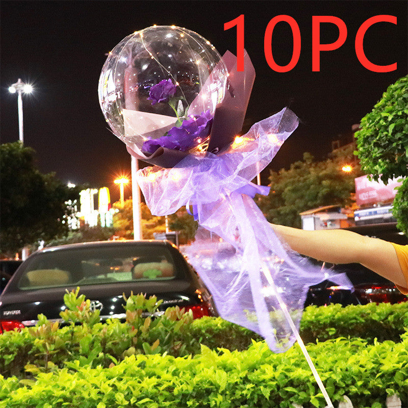 LED Luminous Balloon Rose Bouquet Transparent Bobo Ball Rose