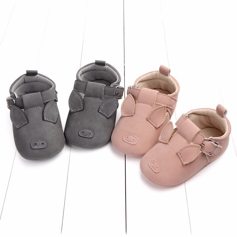 Spring and autumn cartoon animal baby shoes matte leather non-slip soft bottom