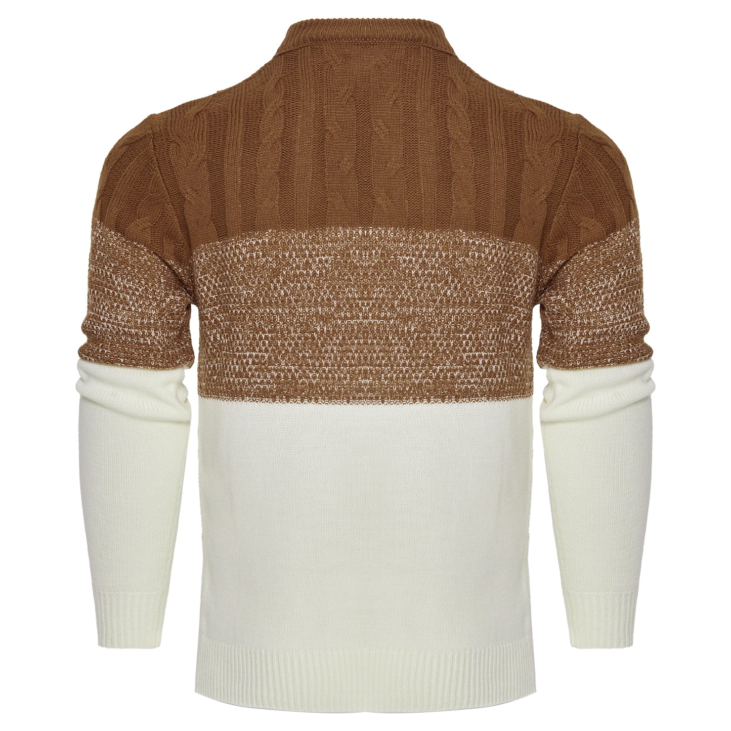 Men's Casual Color Block Long Sleeve Cable Knit Pullover Sweater