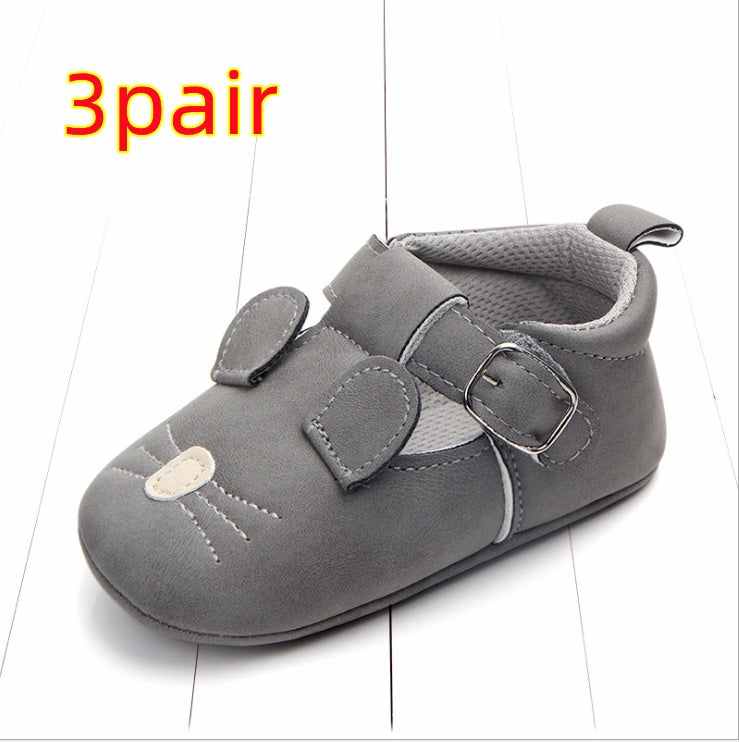 Spring and autumn cartoon animal baby shoes matte leather non-slip soft bottom