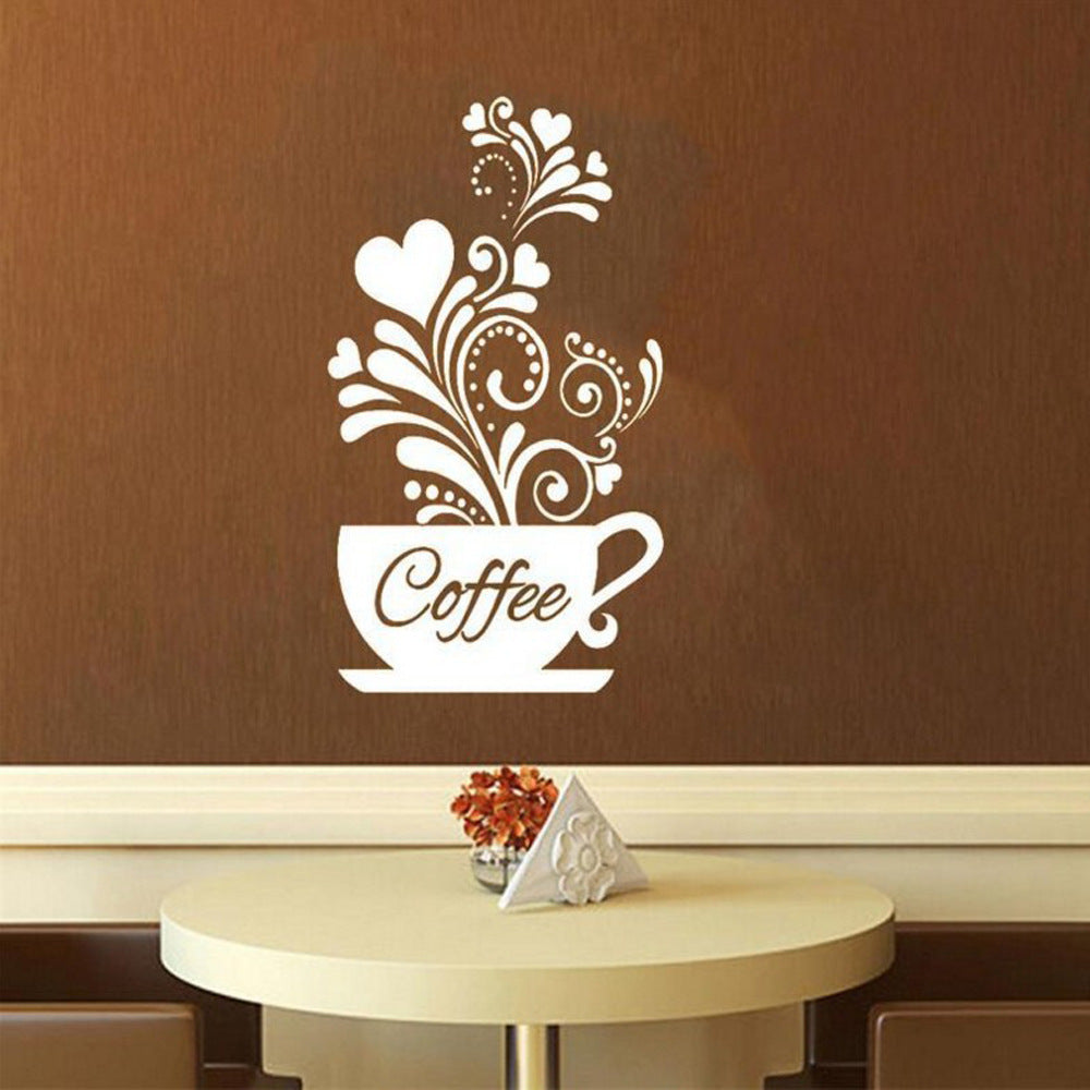 Flower Cane Coffee Cup Kitchen Creative Wall Sticker