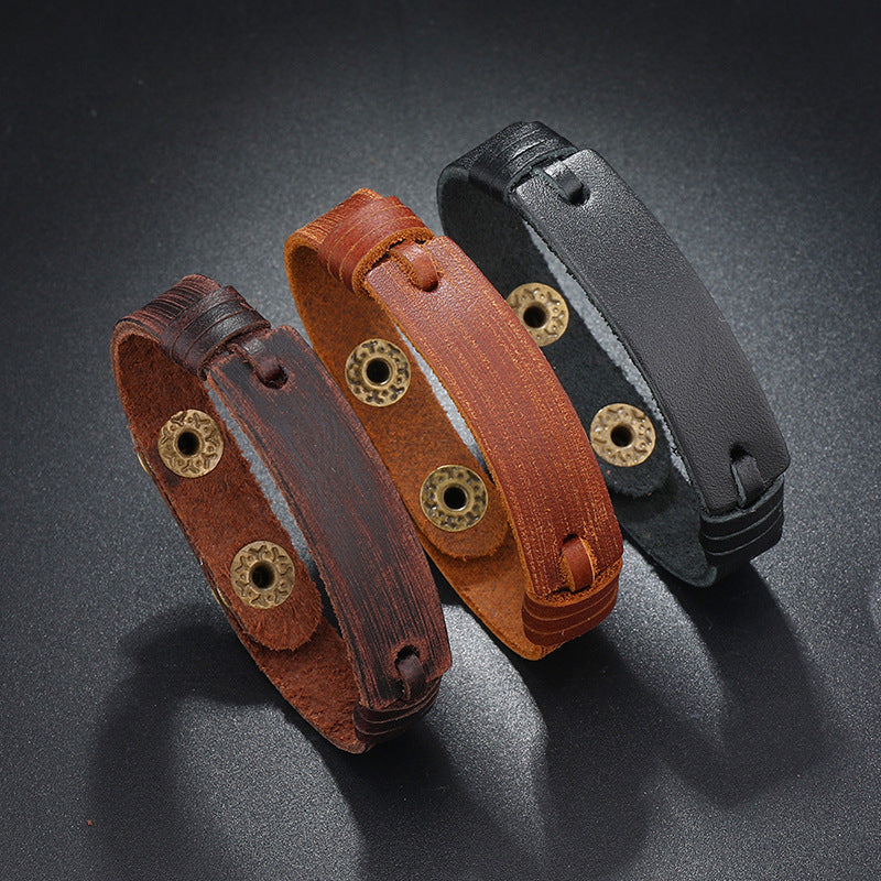 Leather BraceletCreative Light Board Multi-layer Cowhide Bracelet Adjustable