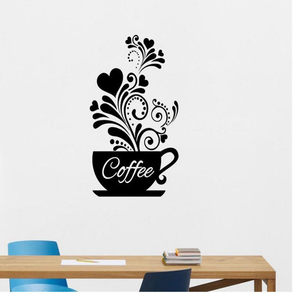 Flower Cane Coffee Cup Kitchen Creative Wall Sticker