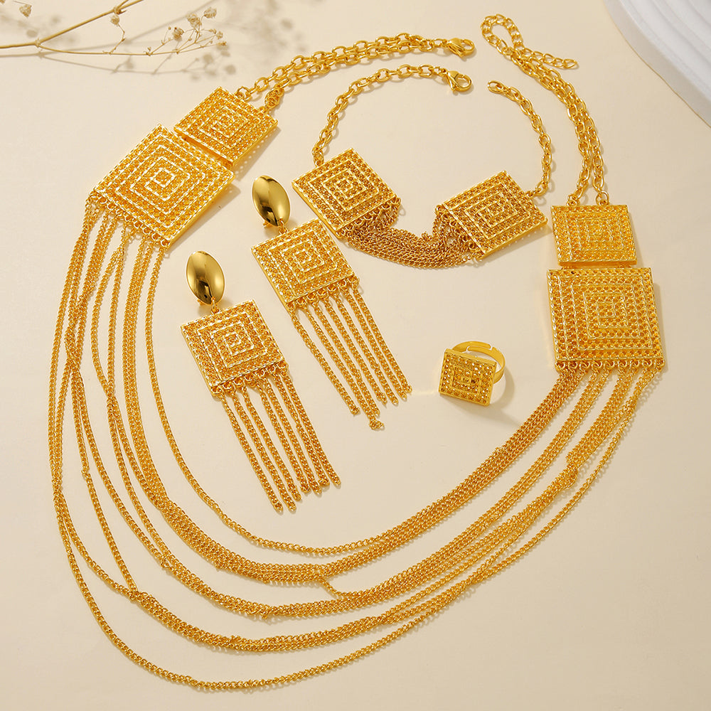 5Pcs Fashion Ladies 18K Gold Plated Jewelry Set