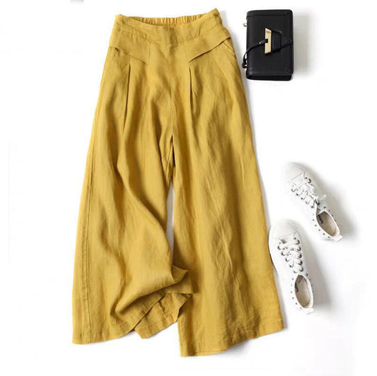 Women's High Waist Thin Slim Ninth Palazzo Long Pants