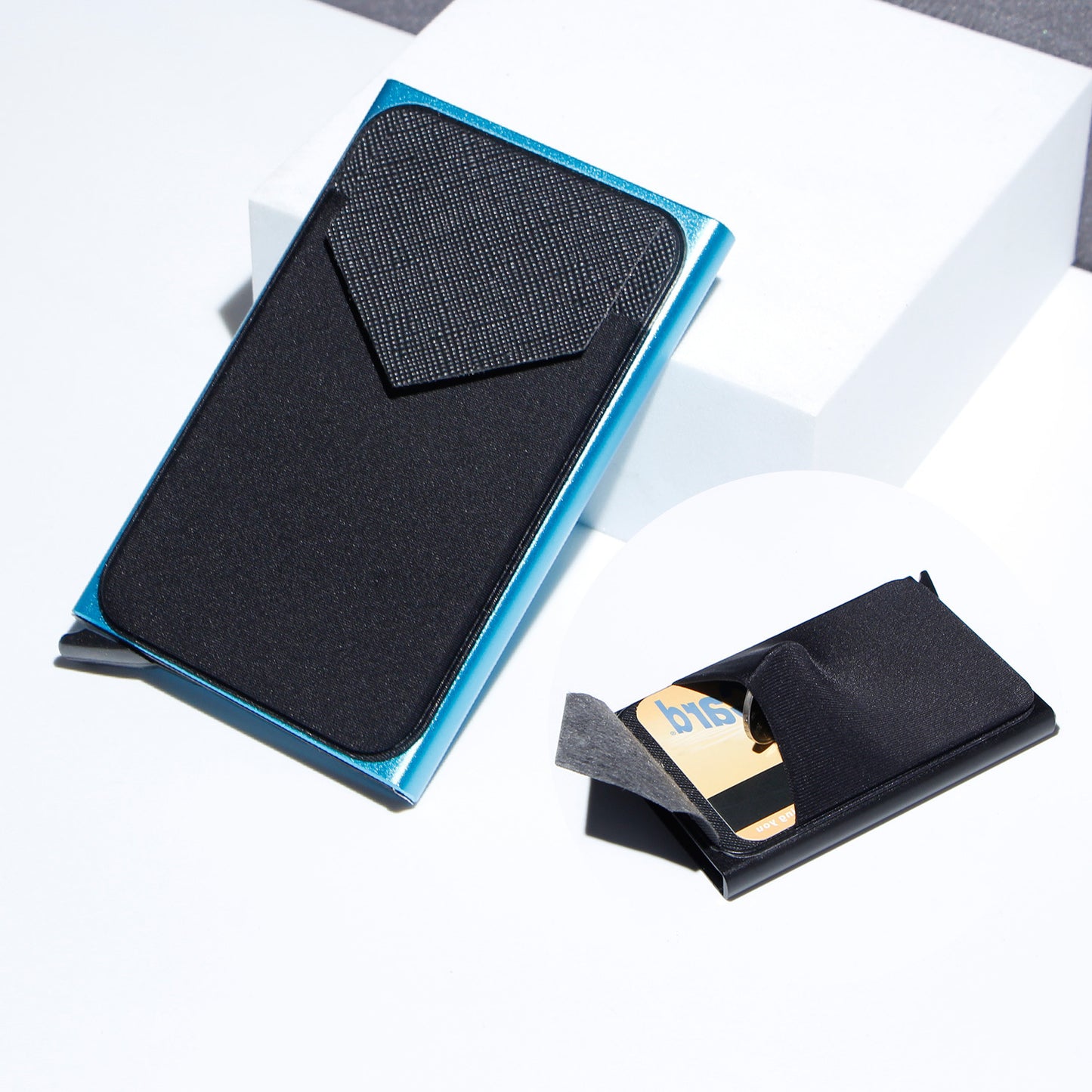 Metal Card Strap Lycra Cloth Anti-theft Swiping Aluminum Alloy Credit Card Box Business Card Case Multi Card Holder