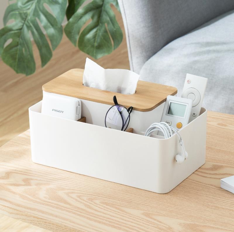 Remote control coffee table storage box tissue box