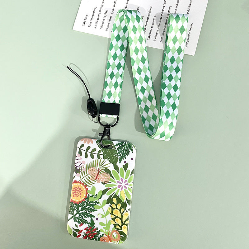 Green Plant Series Simple Fashion Lanyard Card Cover