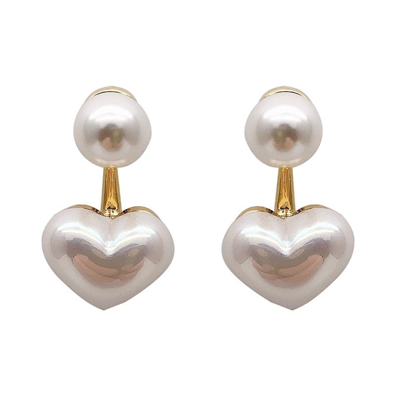 Silver Needle Simple Small Love Pearl Stud Earrings