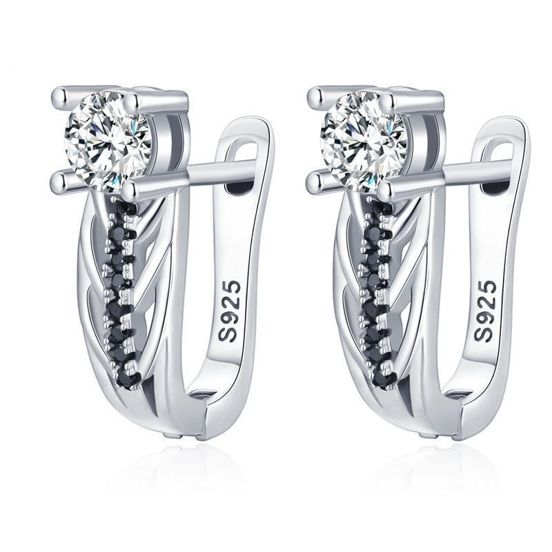 Individual Single Row Hollow Zircon Copper Plated Earrings