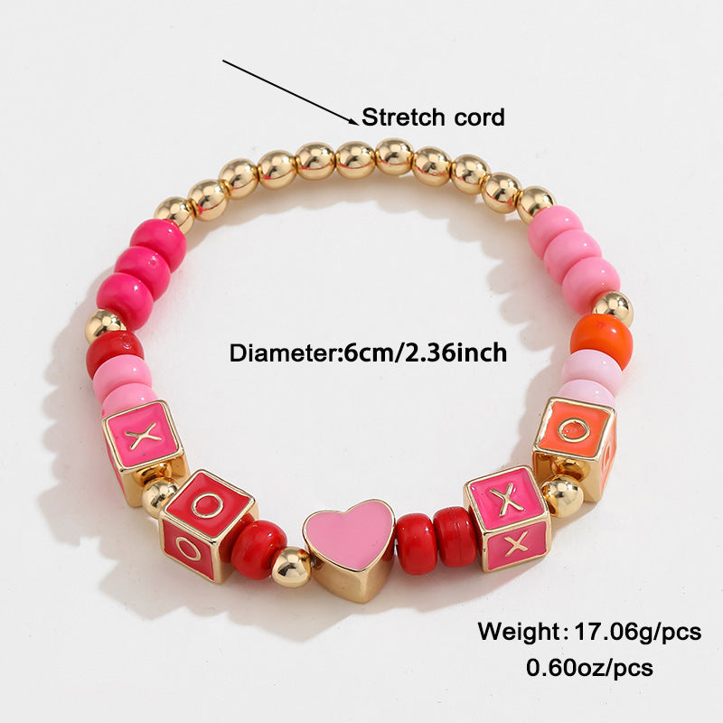 Colorful Beaded Necklace Original Design Square English Combination Bracelet Suit