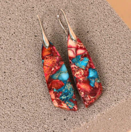 Geometric Flower Shape Pendant Earrings