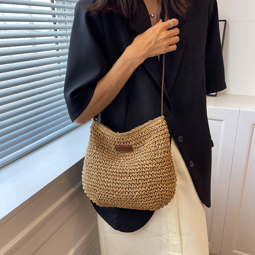 Niche Design Vacation Straw Tote Bag