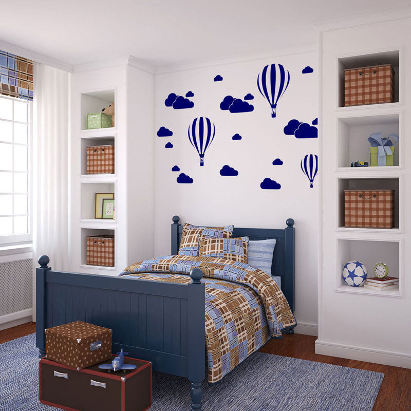 Hot air balloon white cloud wall stickers