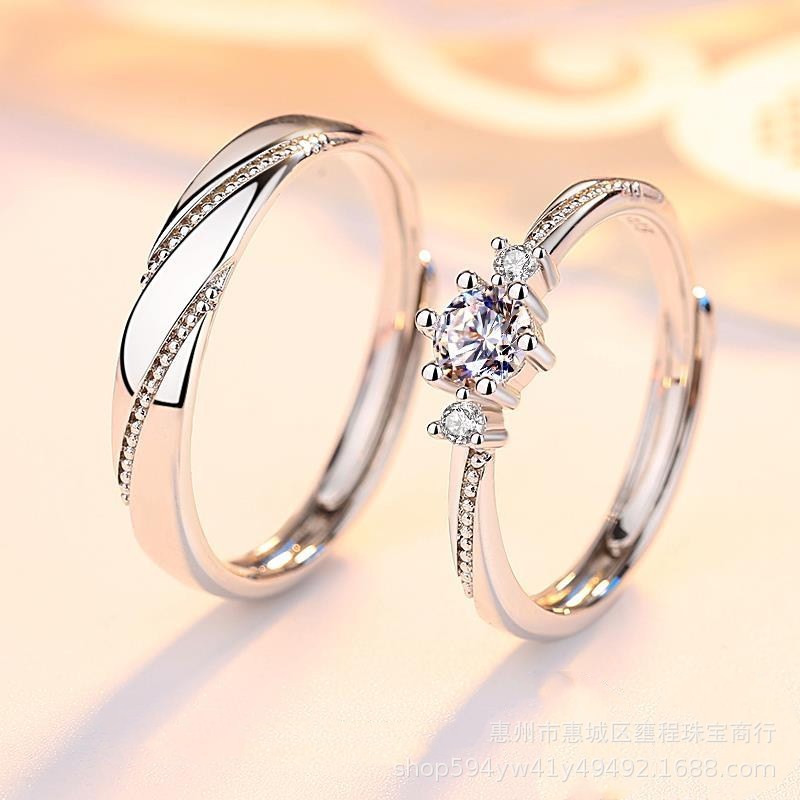 Sterling Silver Jewelry Couple Ring Female Wedding Ring Pair Ring