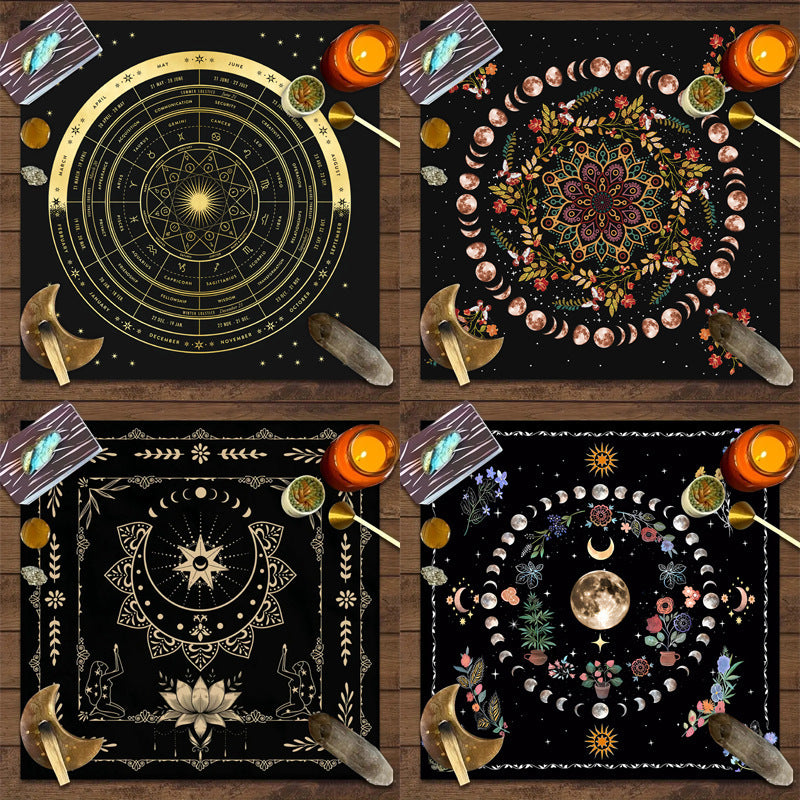 Tarot Tablecloth Board Game Decorative Cloth Have Your Power Mandala Moon Phase Floral Butterfly Tablecloth