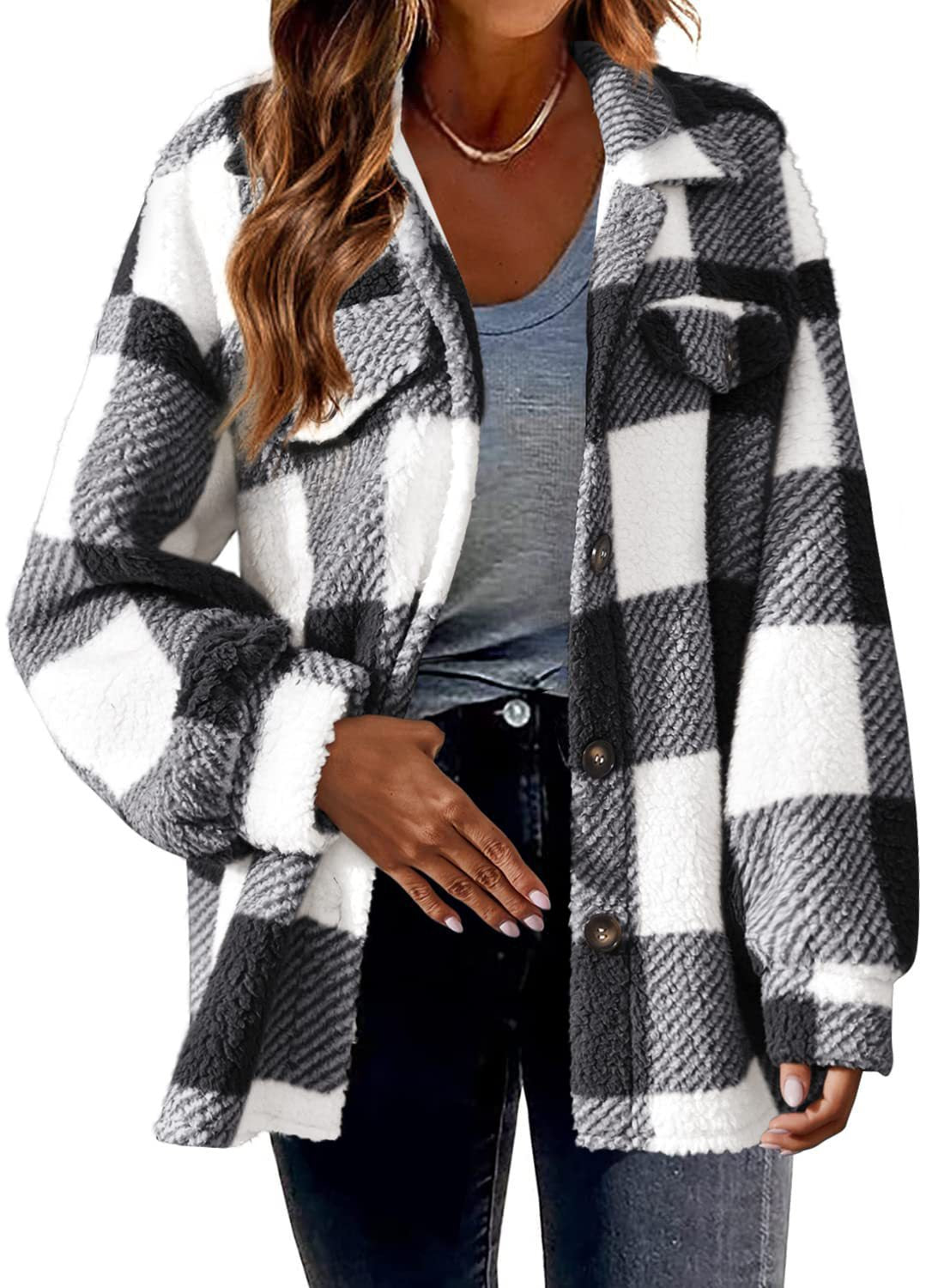 Women's Fashion Jacket Button Plush Coat