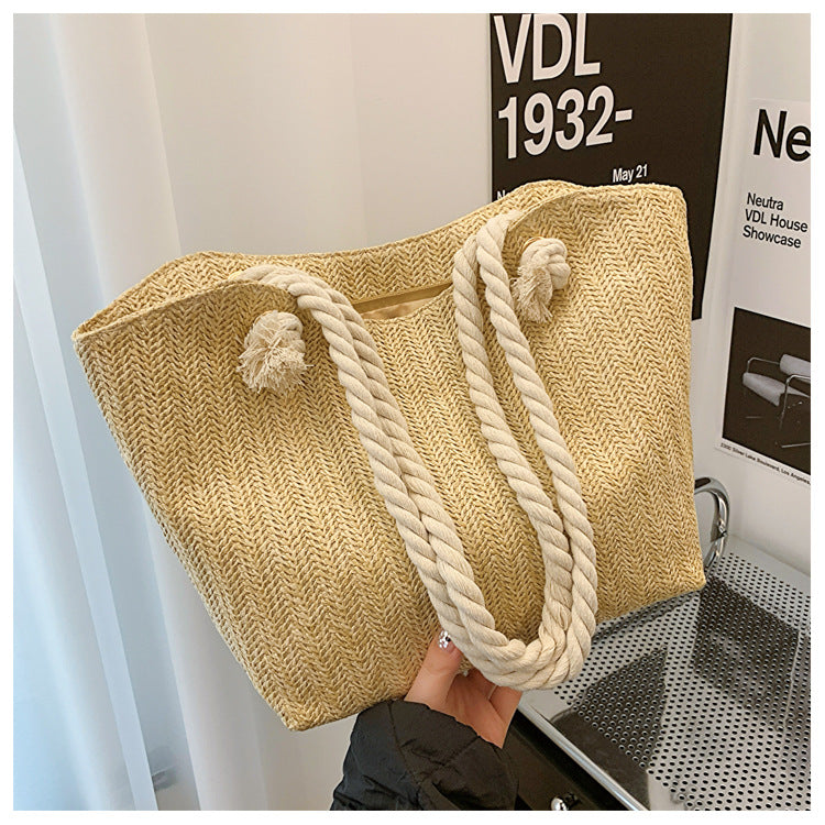 Women's Fashion Straw Large Capacity Shoulder Handbag