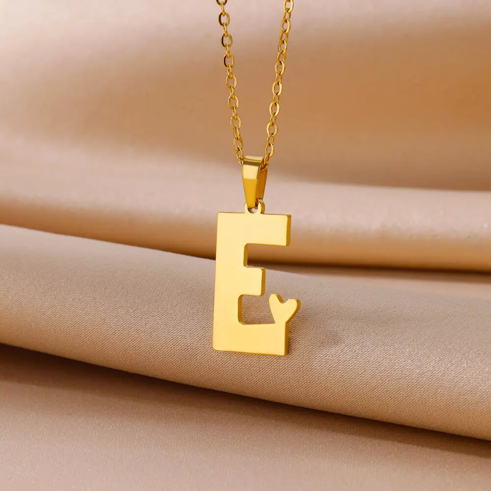 Initial Letter Necklace for Women Clavicle Chain Alphabet Pendant Necklaces 316L Stainless Steel Jewelry Valentines Day Gift