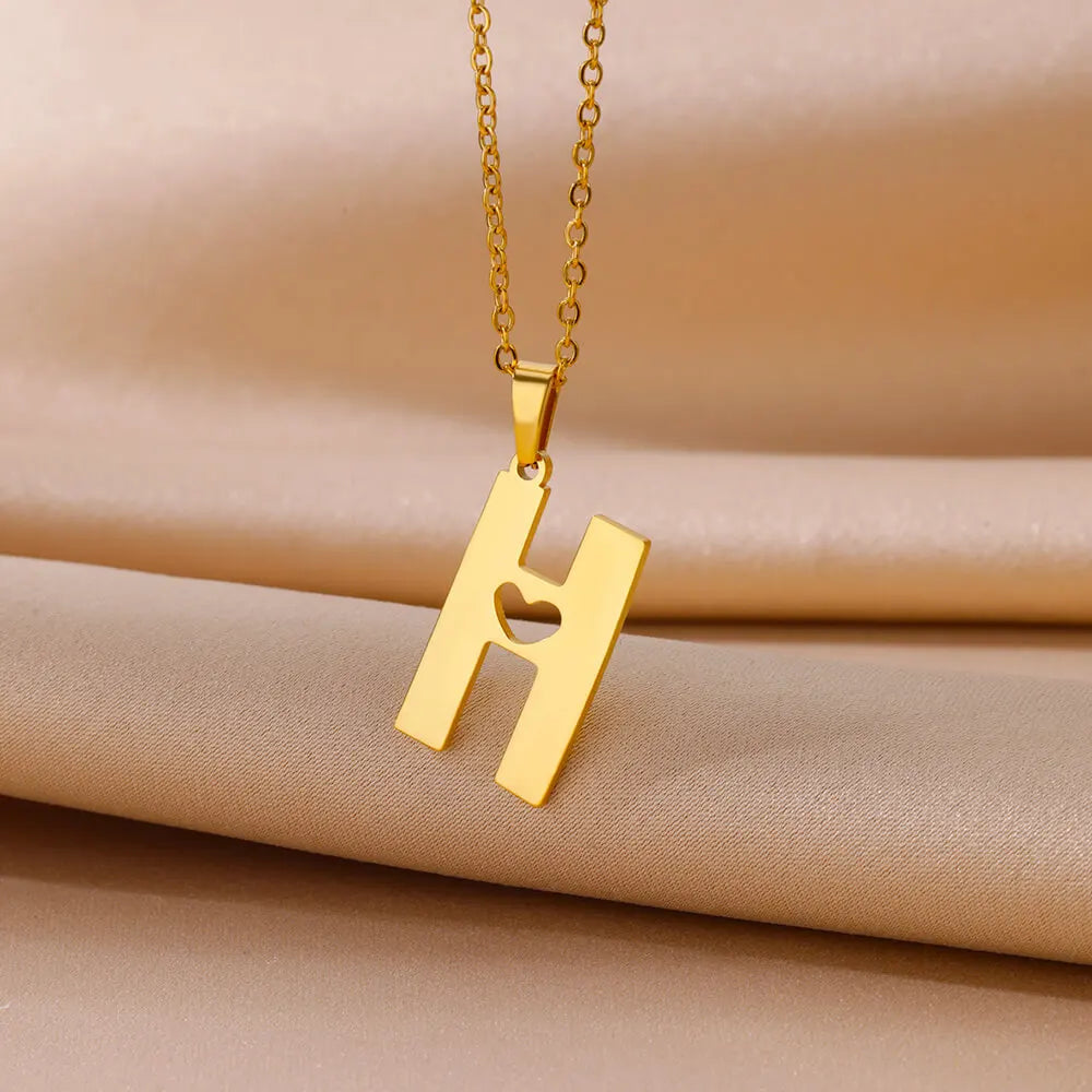 Initial Letter Necklace for Women Clavicle Chain Alphabet Pendant Necklaces 316L Stainless Steel Jewelry Valentines Day Gift