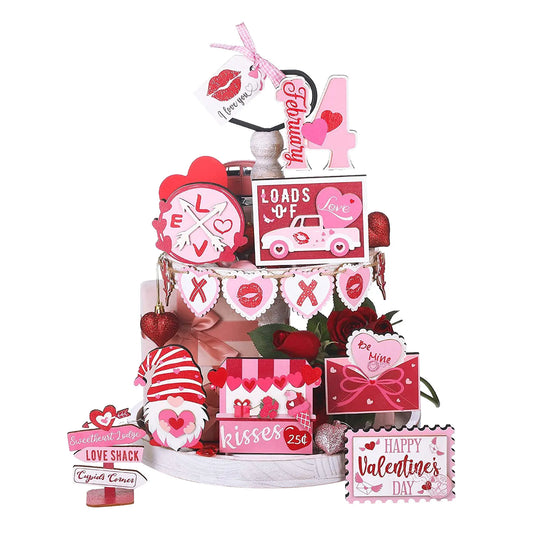 Valentine's Day Tiered Tray Decor Enthusiasts Birds Love Layered Pallet Wedding Anniversary Commemorative Party Supplies