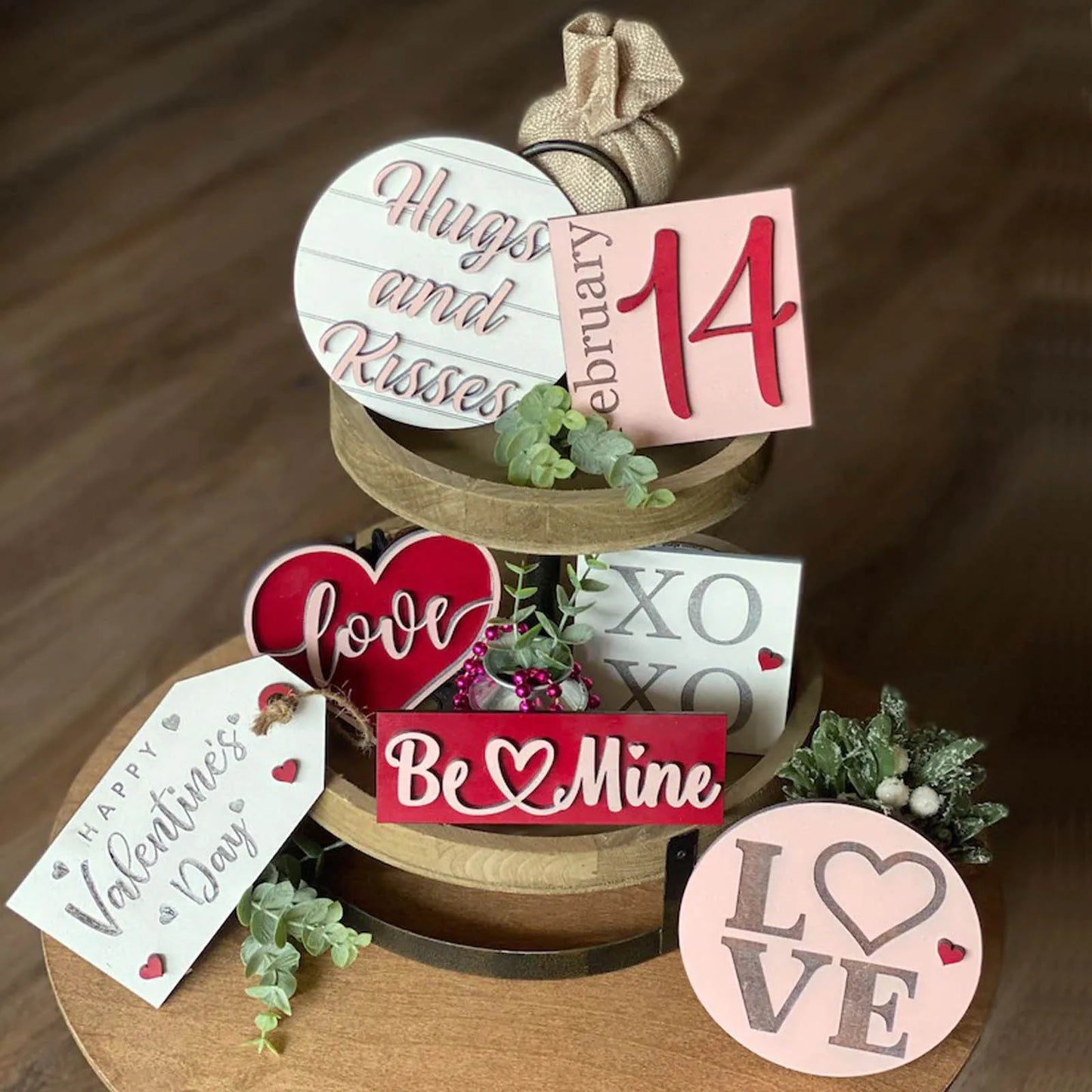 Valentine's Day Tiered Tray Decor Enthusiasts Birds Love Layered Pallet Wedding Anniversary Commemorative Party Supplies