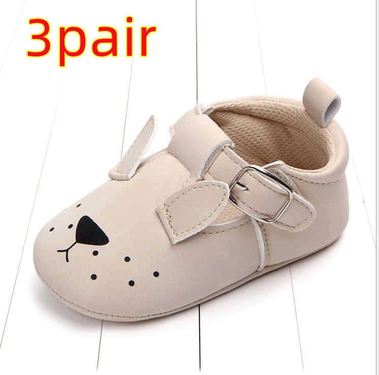 Spring and autumn cartoon animal baby shoes matte leather non-slip soft bottom