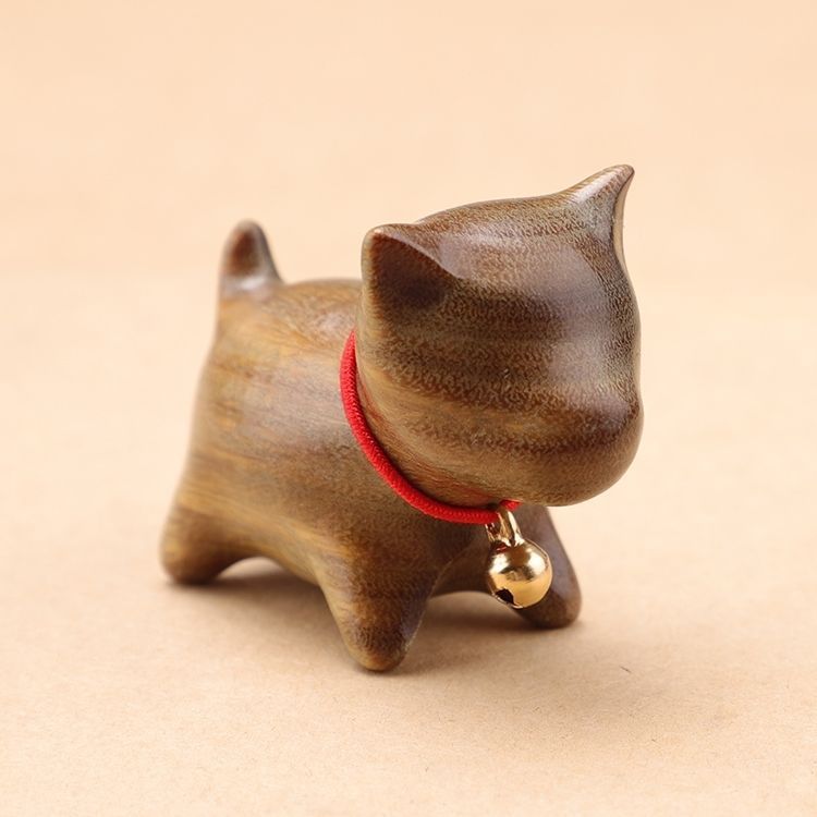 Sandalwood Kitten Ornaments Cute Hippo Mini Wooden Cat Play