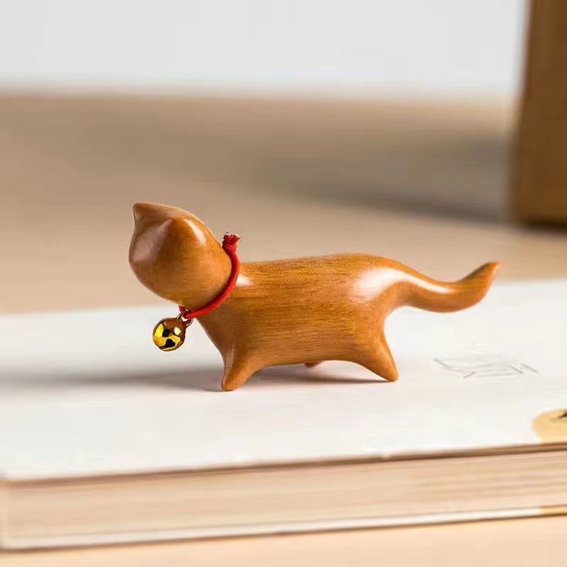 Sandalwood Kitten Ornaments Cute Hippo Mini Wooden Cat Play