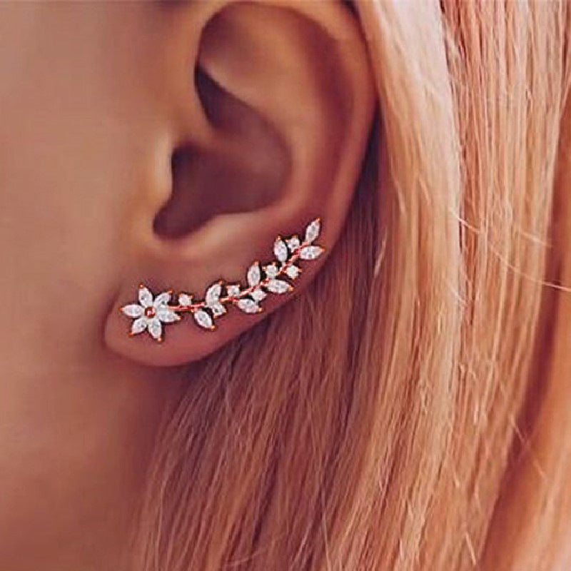 European And American Style Internet Celebrity Earring With Same Kind Full Diamond Flower Earrings For Women