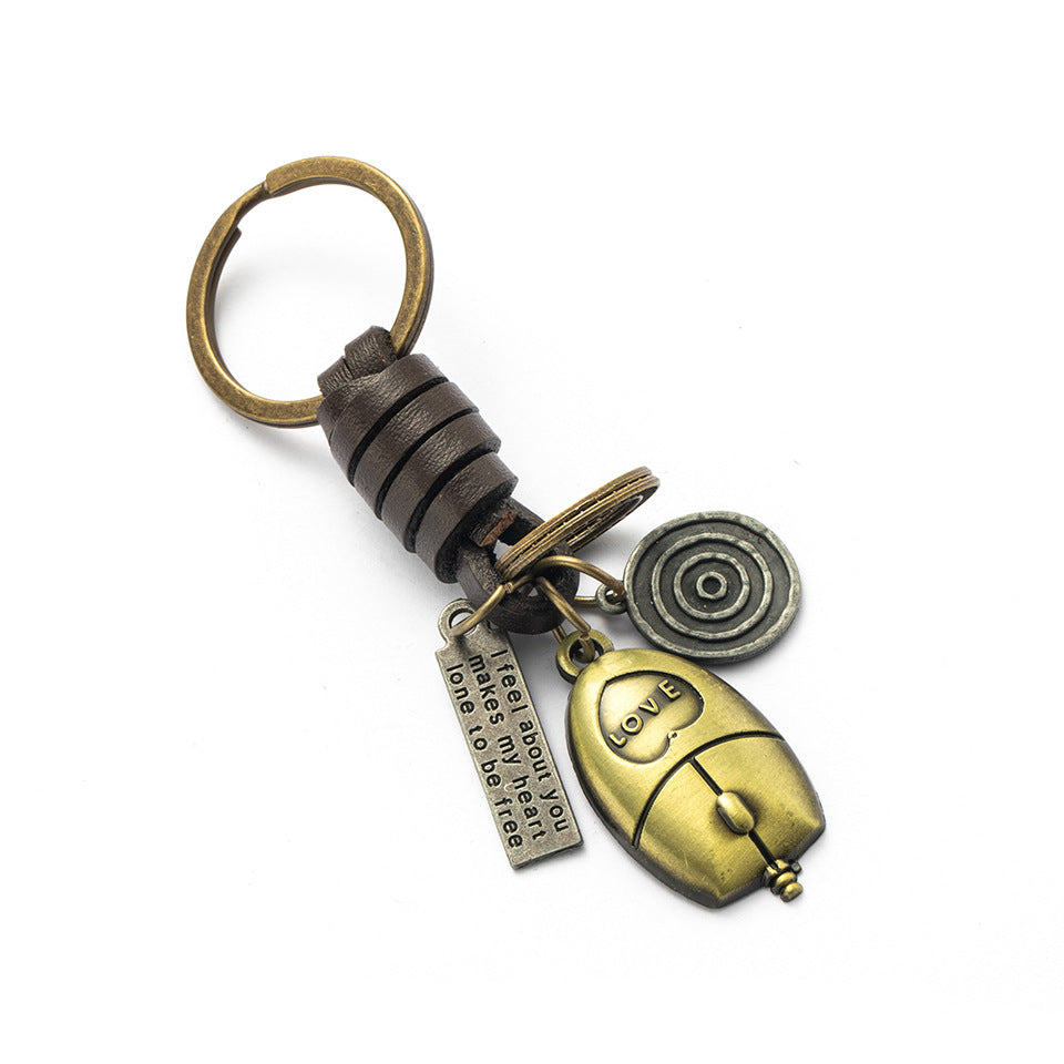 Women's Fashion Vintage Handwoven Leather Keychain