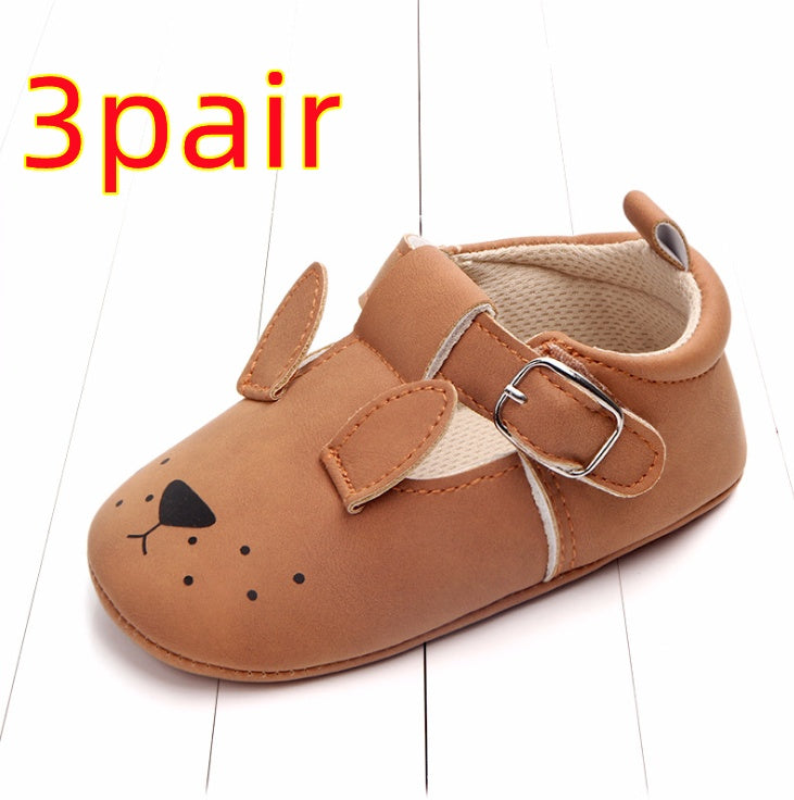 Spring and autumn cartoon animal baby shoes matte leather non-slip soft bottom