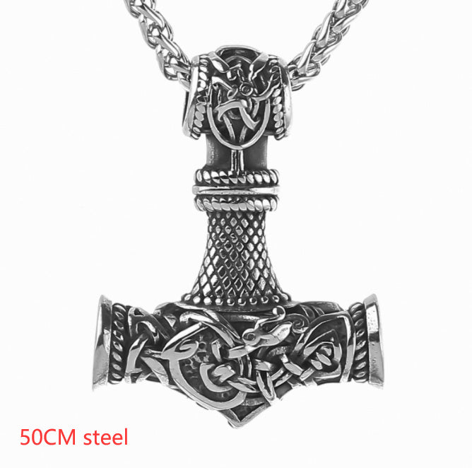 Nordic Vikings Hammer Rune Pendant Necklace Male