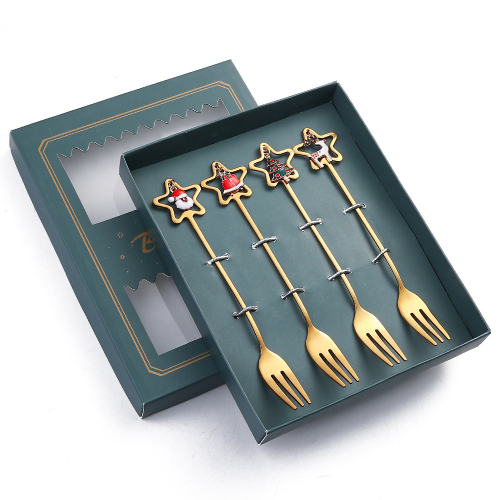 Golden Five-pointed Star Fork Holiday Gift