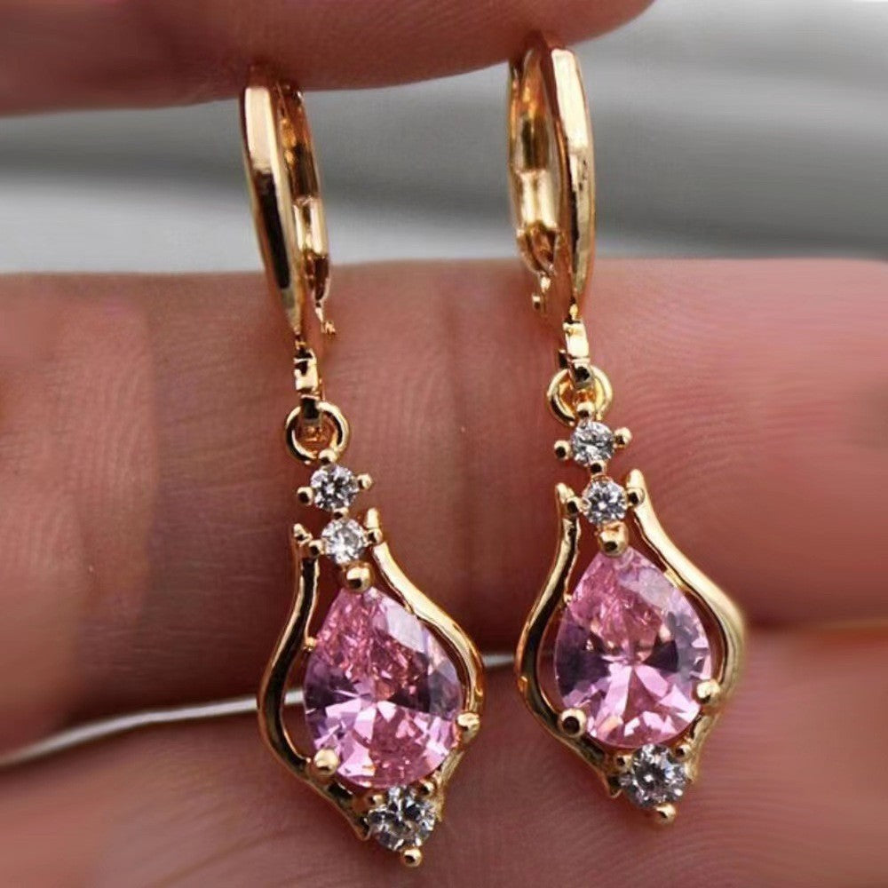 Purple Zircon All-match Drop-shaped Temperament Earrings