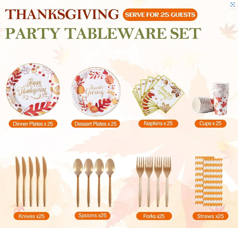 Thanksgiving Plates And Napkins Party Supplies Tableware Set